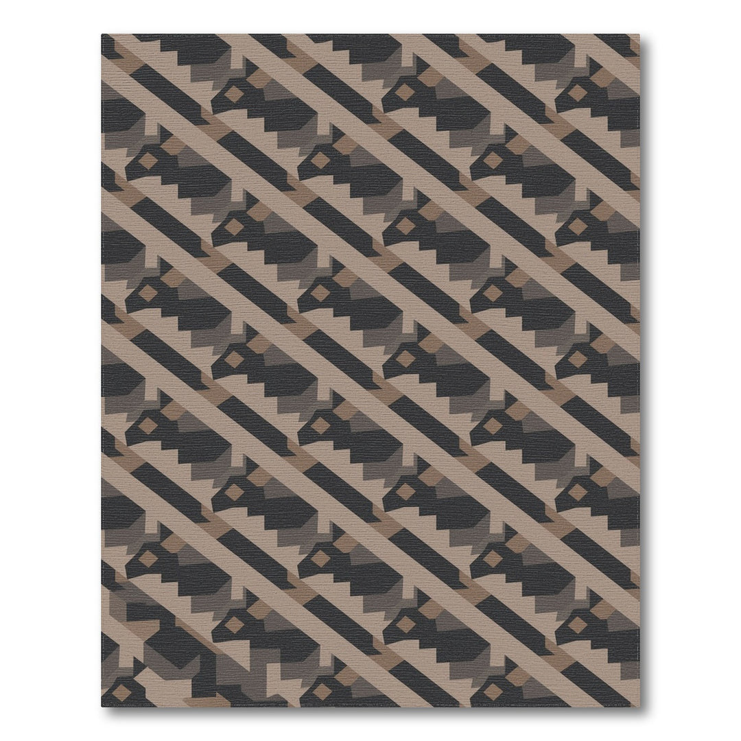 Diagonal Geometric Brown Tan Area Rug