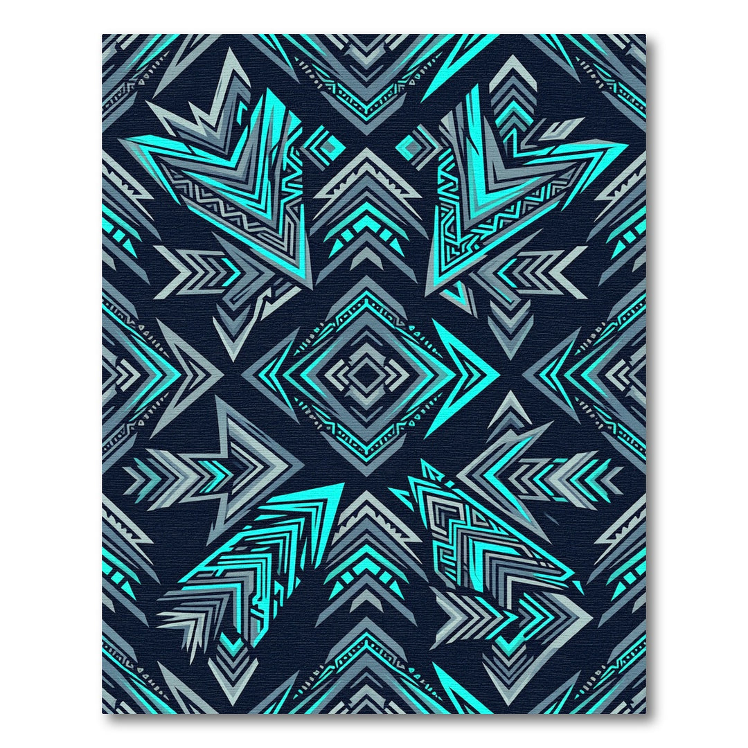 Neon Teal Geometric Arrow Repeat Rug