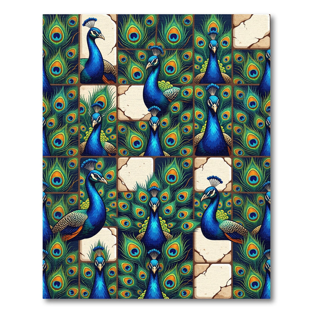 Majestic Blue Peacock Feather Tapestry Rug