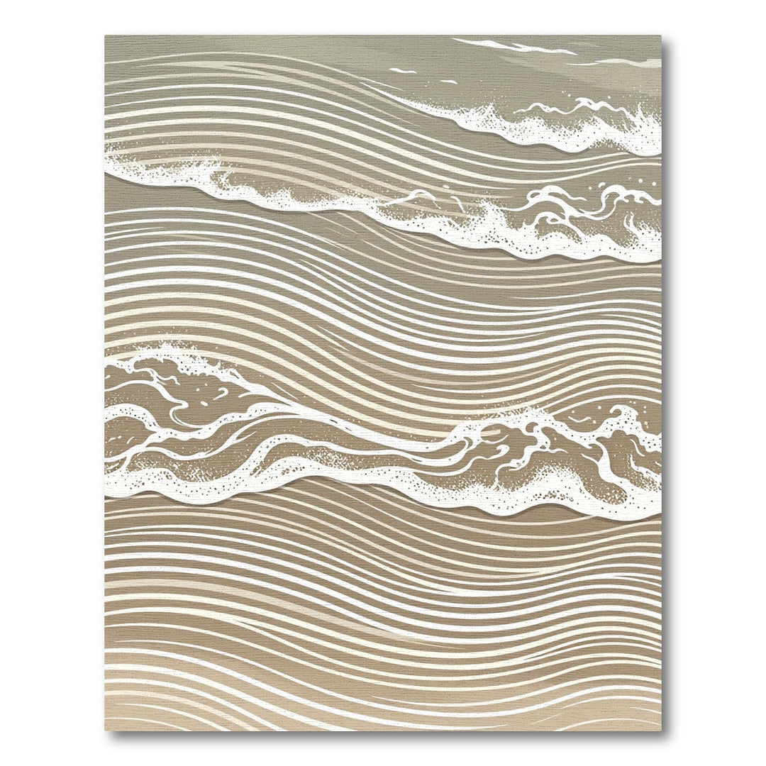 Serene Sandy Shore Abstract Wave Rug