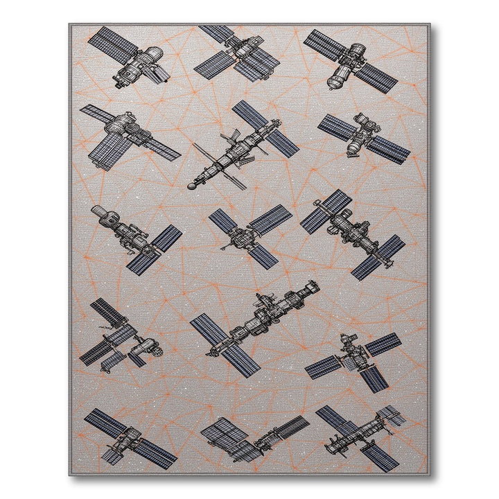 Grey Satellite Constellation Area Rug
