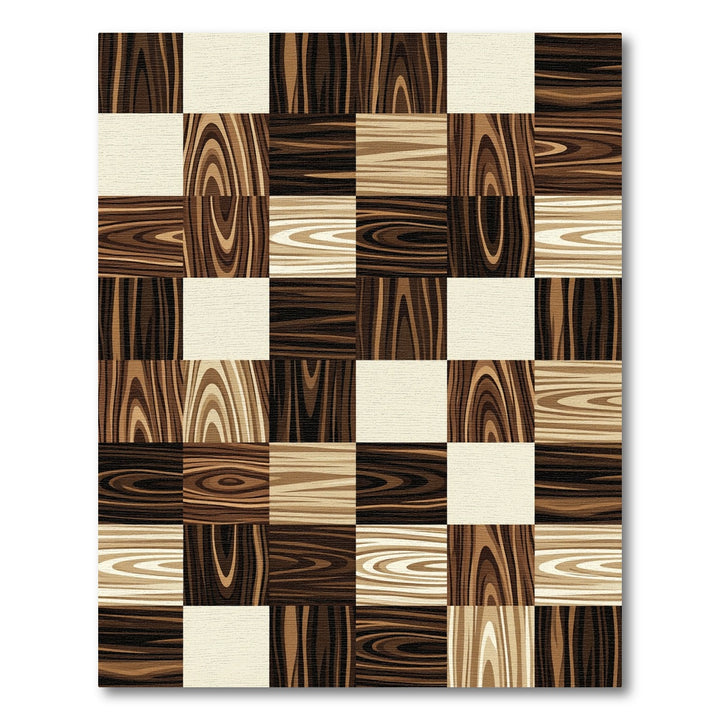 Wood Grain Checkerboard Modern Rug
