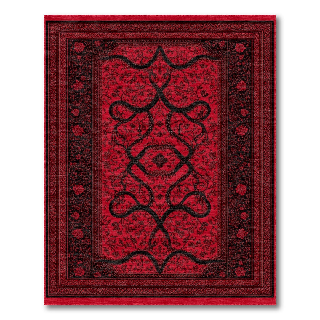 Red Serpent Floral Persian Area Rug