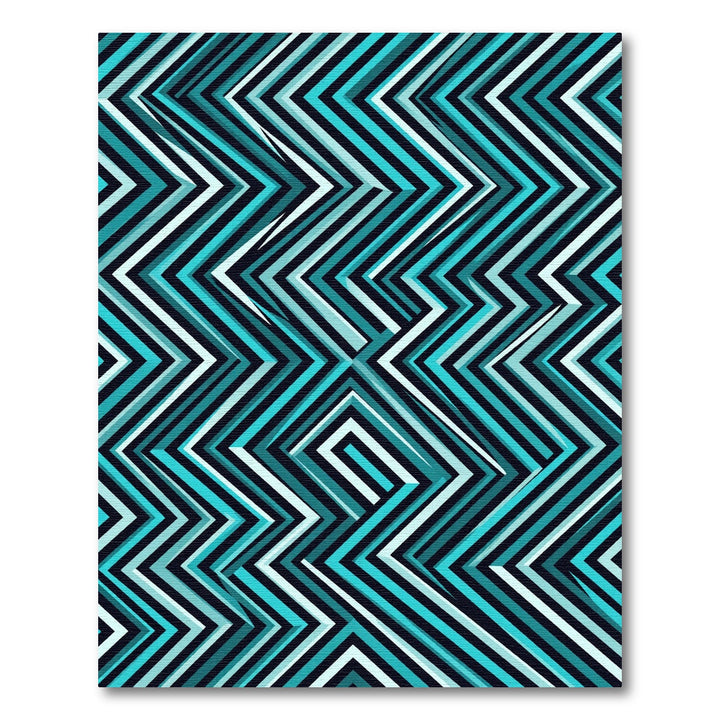 Abstract Teal Jagged Diamond Rug