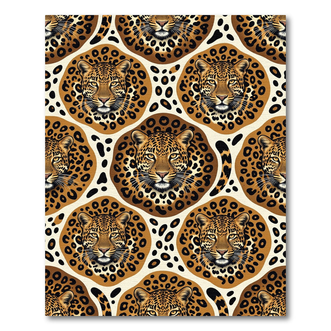 Golden Leopard Portrait Medallion Rug