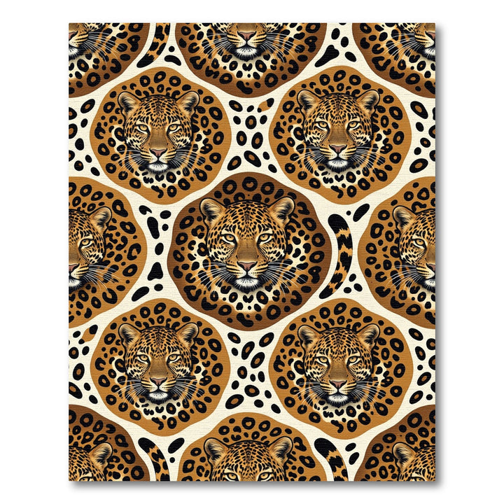 Golden Leopard Portrait Medallion Rug