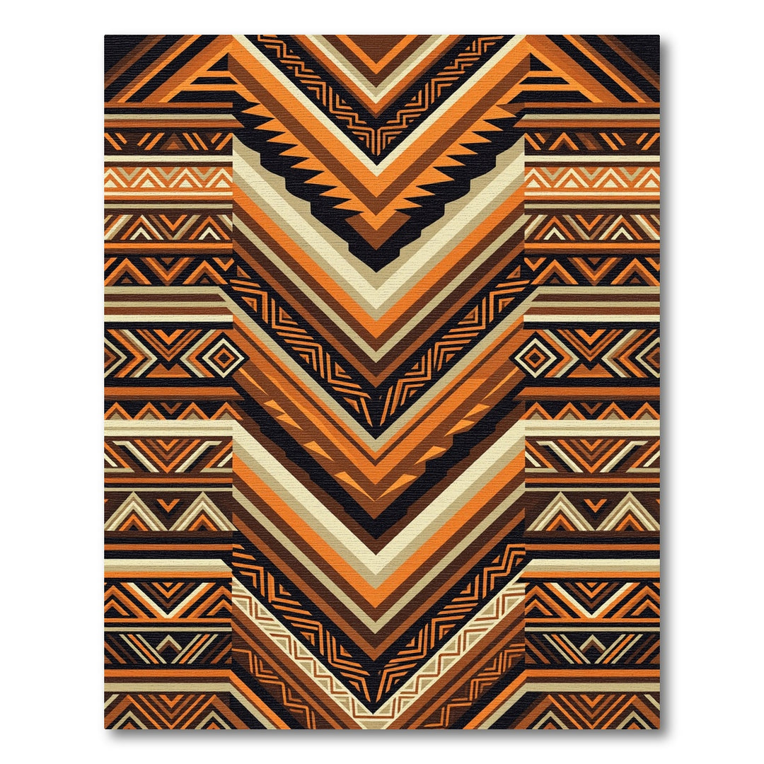 Geometric Tribal Orange Brown Black Rug