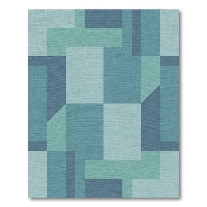 Teal Geometric Blocks Composition Rug