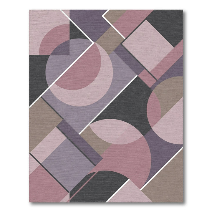 Mauve Gray Circles Squares Geometric Rug