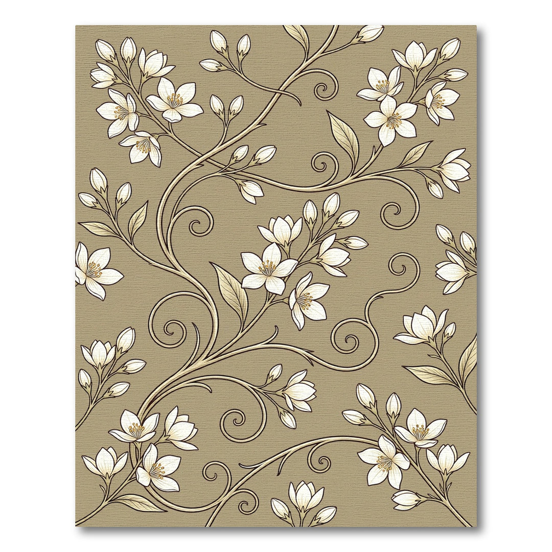 Elegant Jasmine Vines Swirls Rug