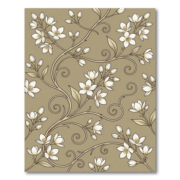 Elegant Jasmine Vines Swirls Rug