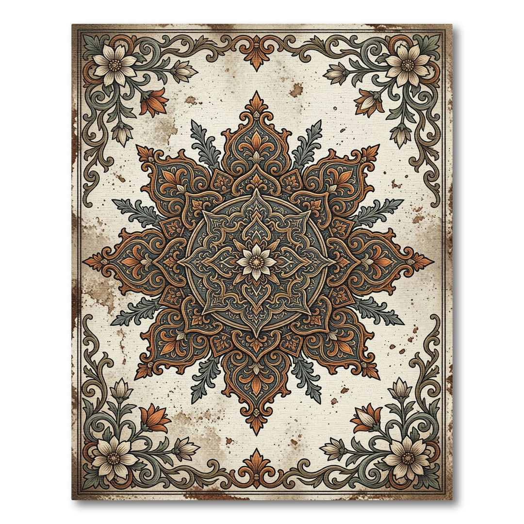 Vintage Floral Ornamental Medallion Rug