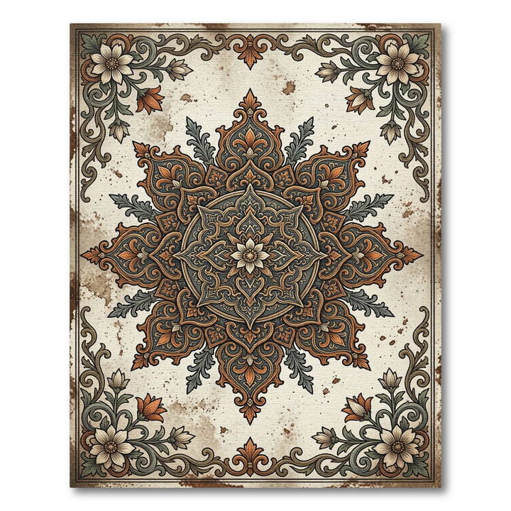 Vintage Floral Ornamental Medallion Rug