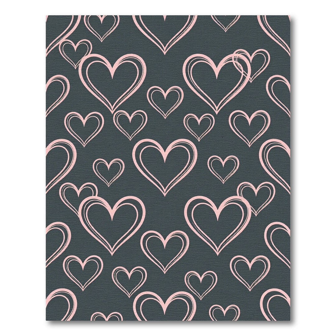 Blush Pink Hearts Dark Charcoal Background Rug