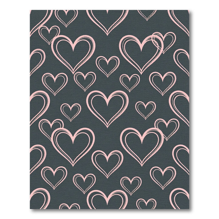 Blush Pink Hearts Dark Charcoal Background Rug