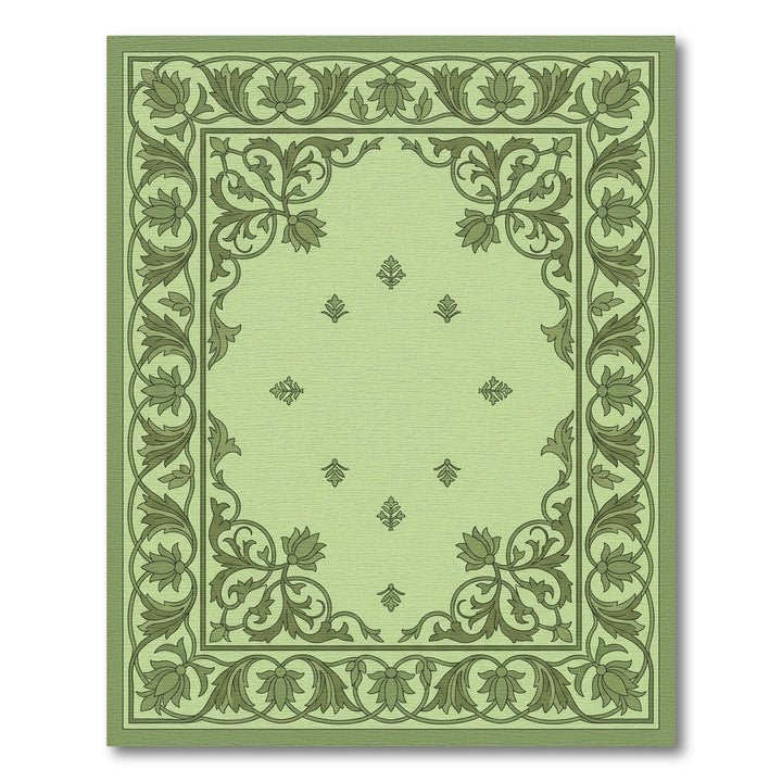 Sage Green Floral Vine Medallion Rug