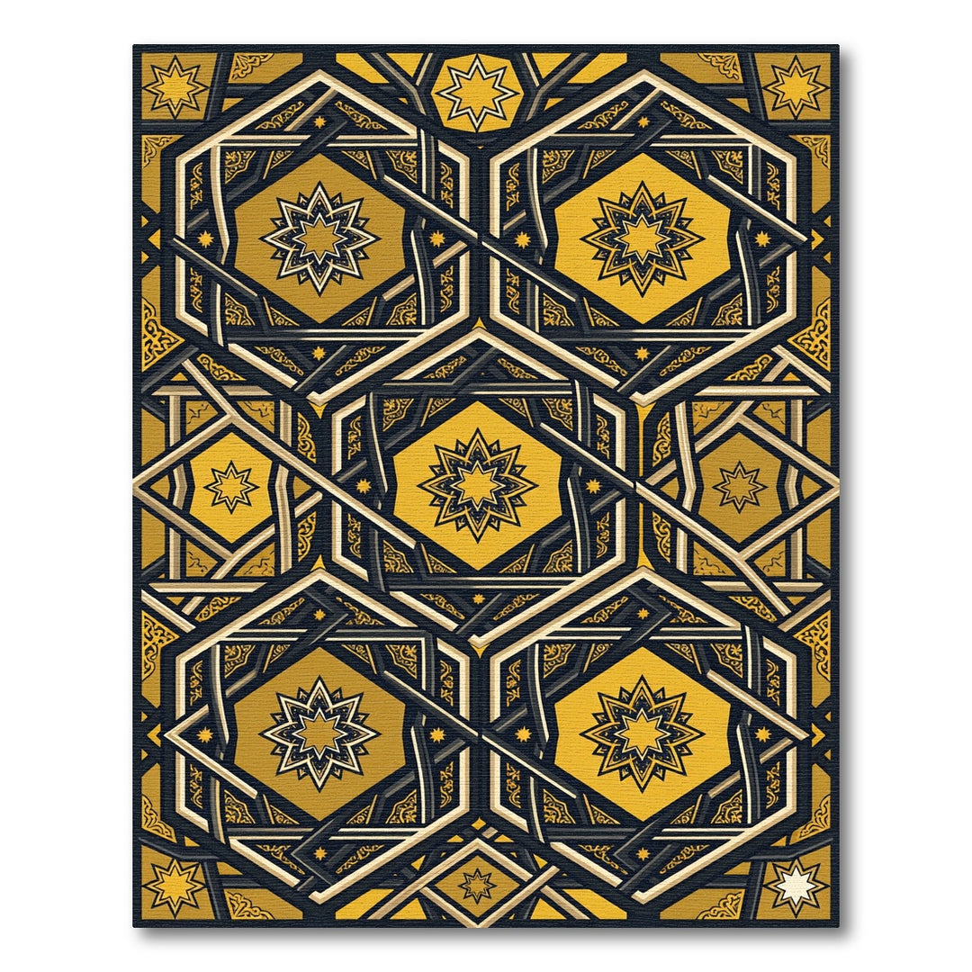 Majestic Golden Star Geometric Rug