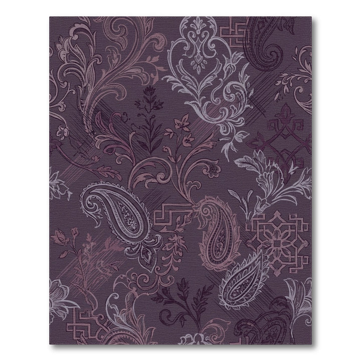 Deep Plum Paisley Floral Medallion Collage Rug