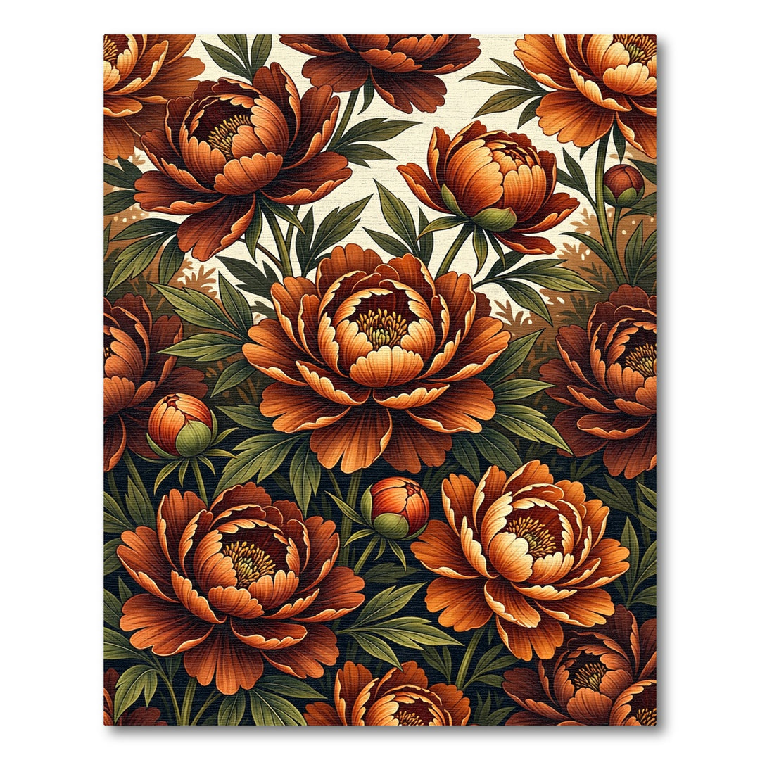 Orange Peony Floral Arrangement Rug