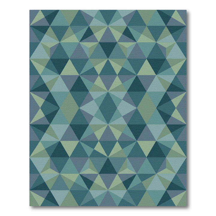 Coastal Blue Geometric Facet Rug