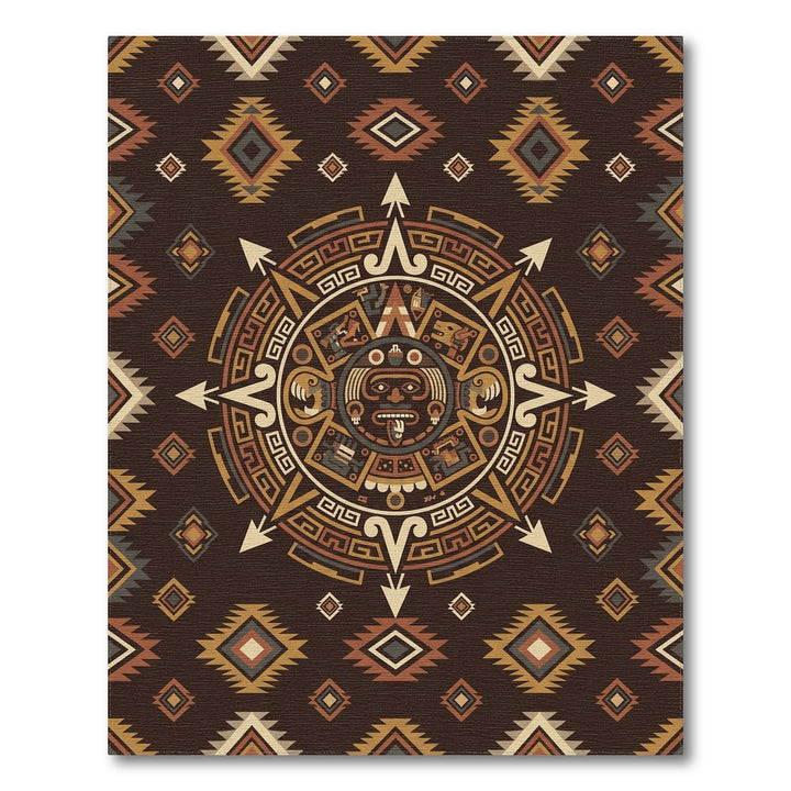 Tribal Sun Ceramic Medallion Terra Cotta Rug