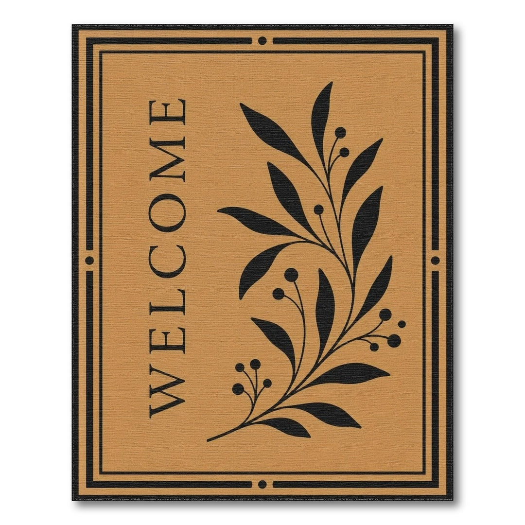 Welcome Tan Floral Area Rug