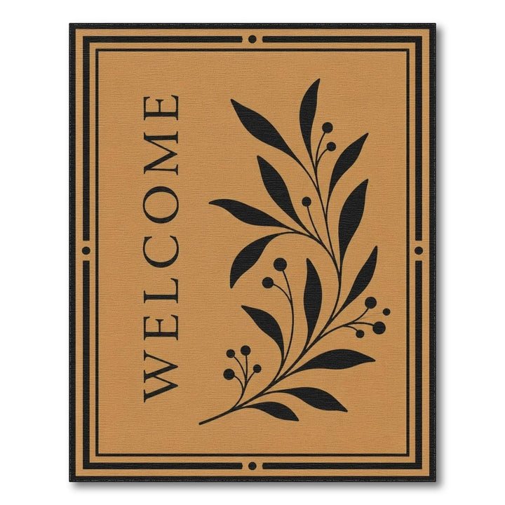 Welcome Tan Floral Area Rug