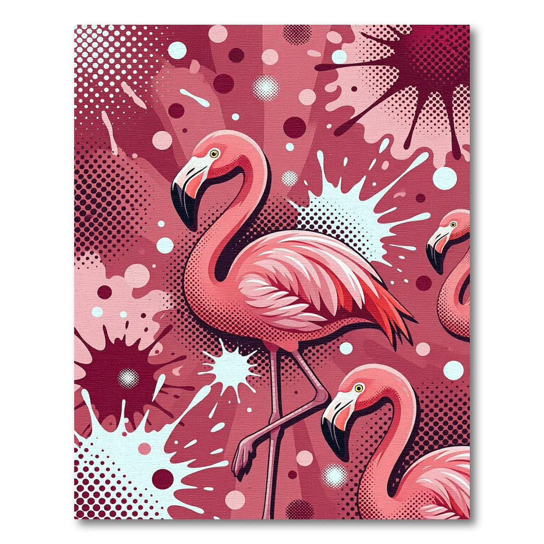 Pink Flamingo Splatter Graphic Rug