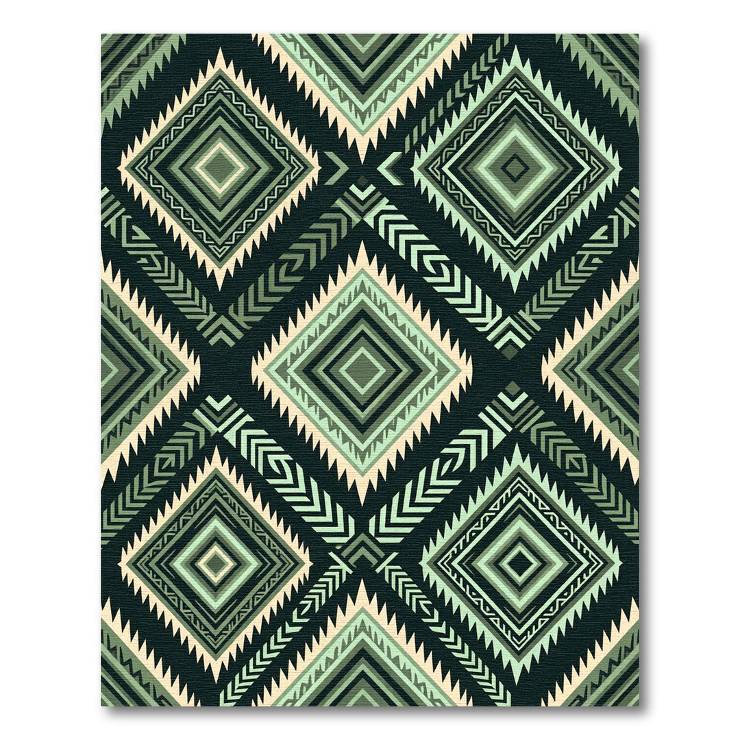 Emerald Green Tribal Medallion Rug