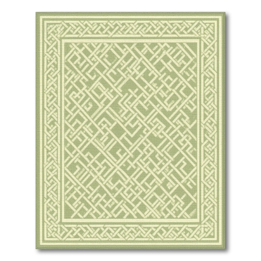 Sage Green Geometric Maze Area Rug
