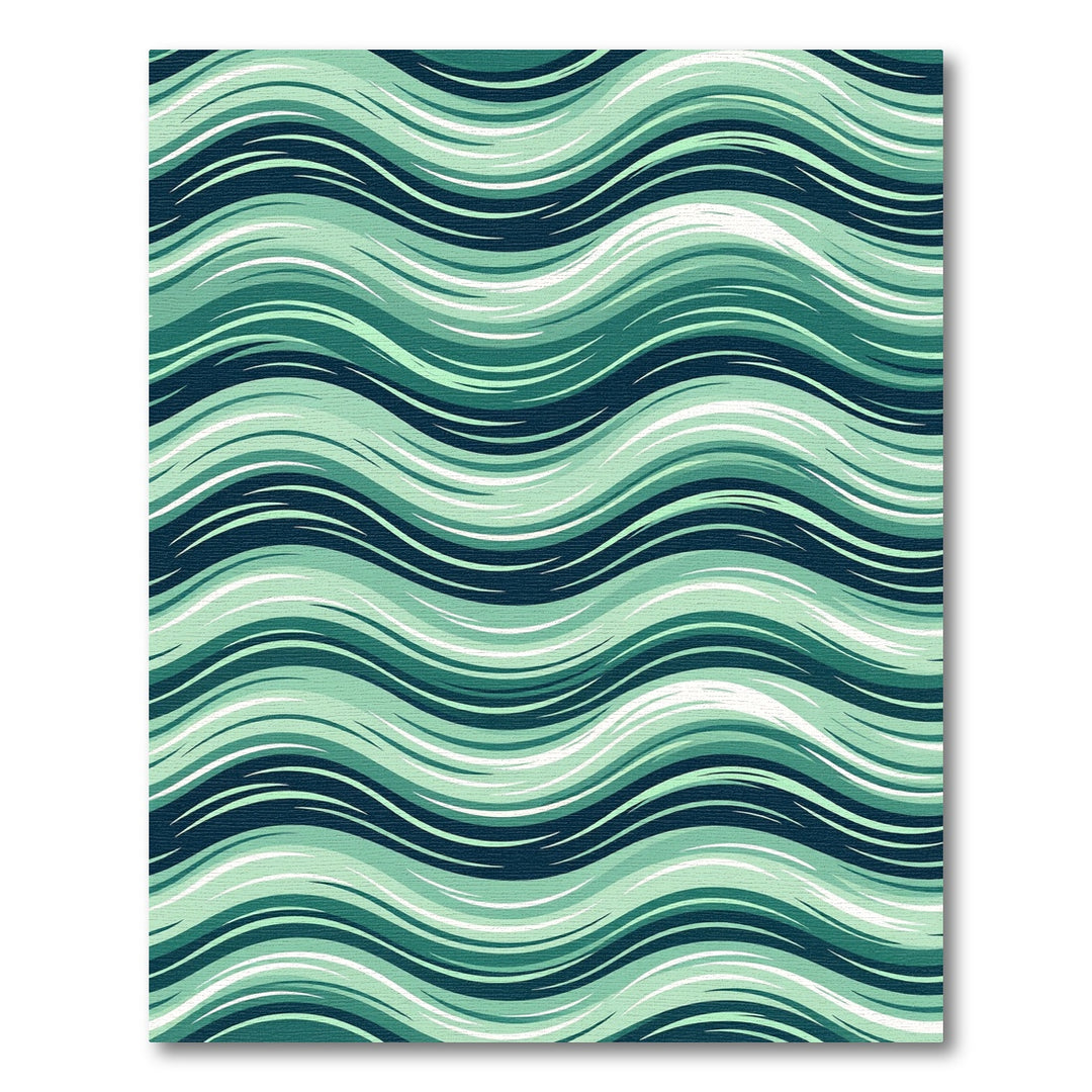 Deep Aqua Wavy Abstract Lines Rug