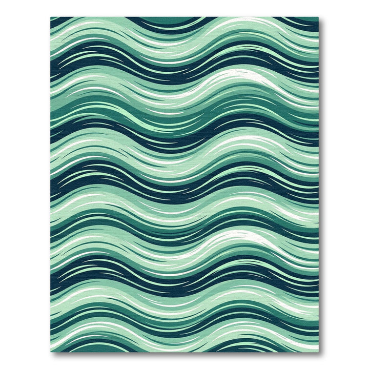 Deep Aqua Wavy Abstract Lines Rug