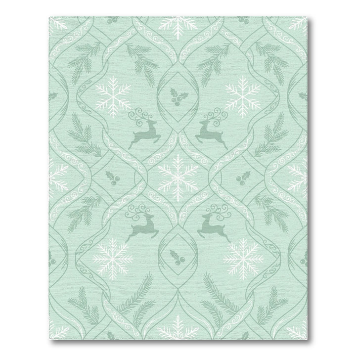 Winter Forest Reindeer Snowflake Medallion Rug
