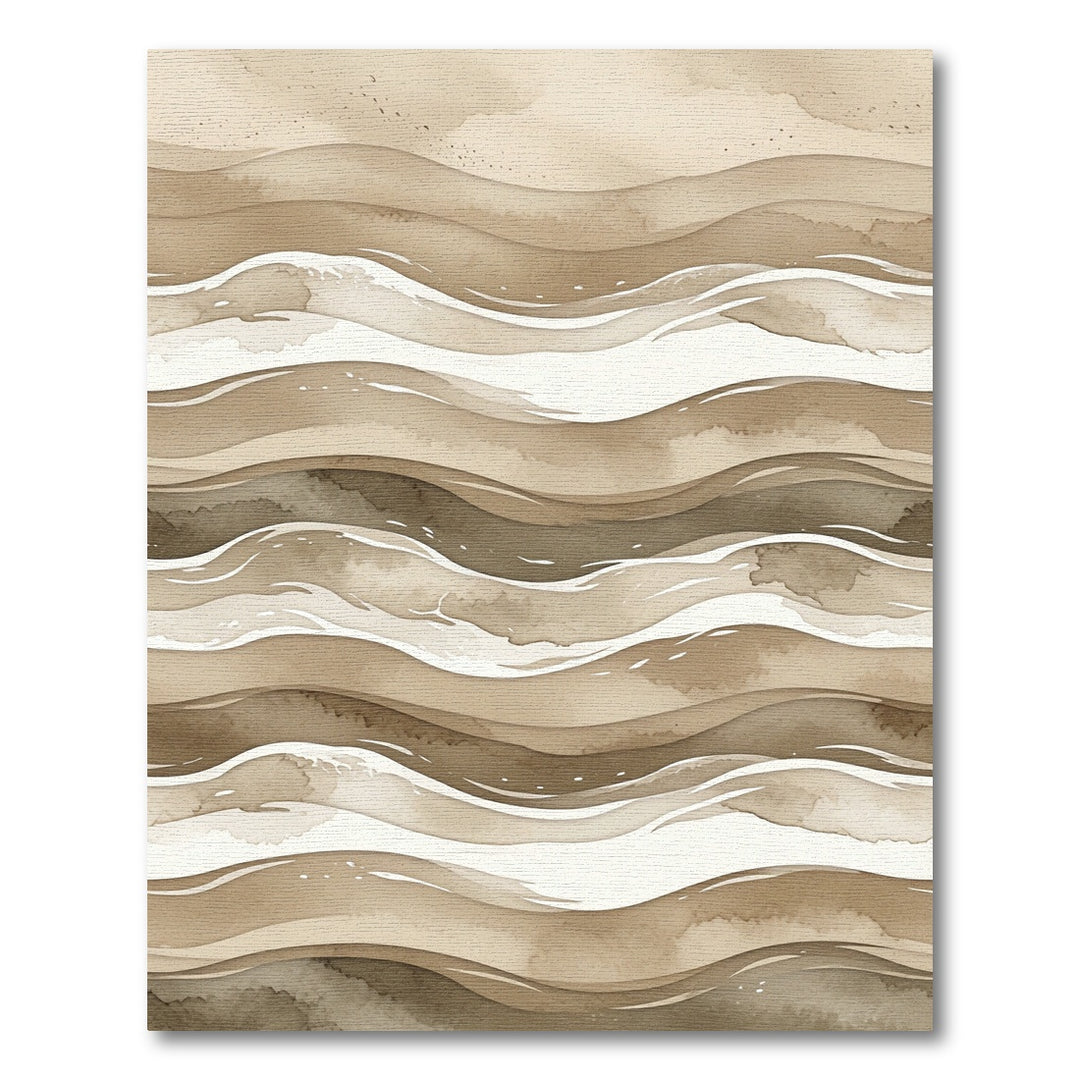 Earthy Brown Wave Watercolor Rug