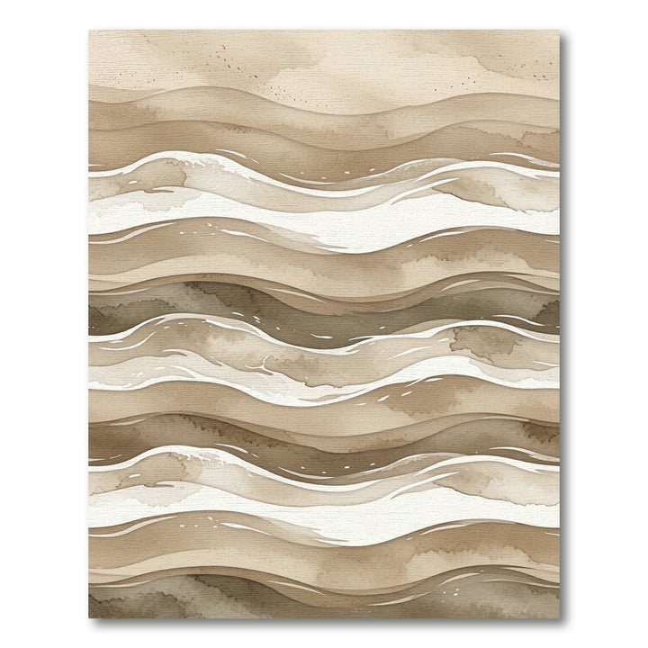 Earthy Brown Wave Watercolor Rug