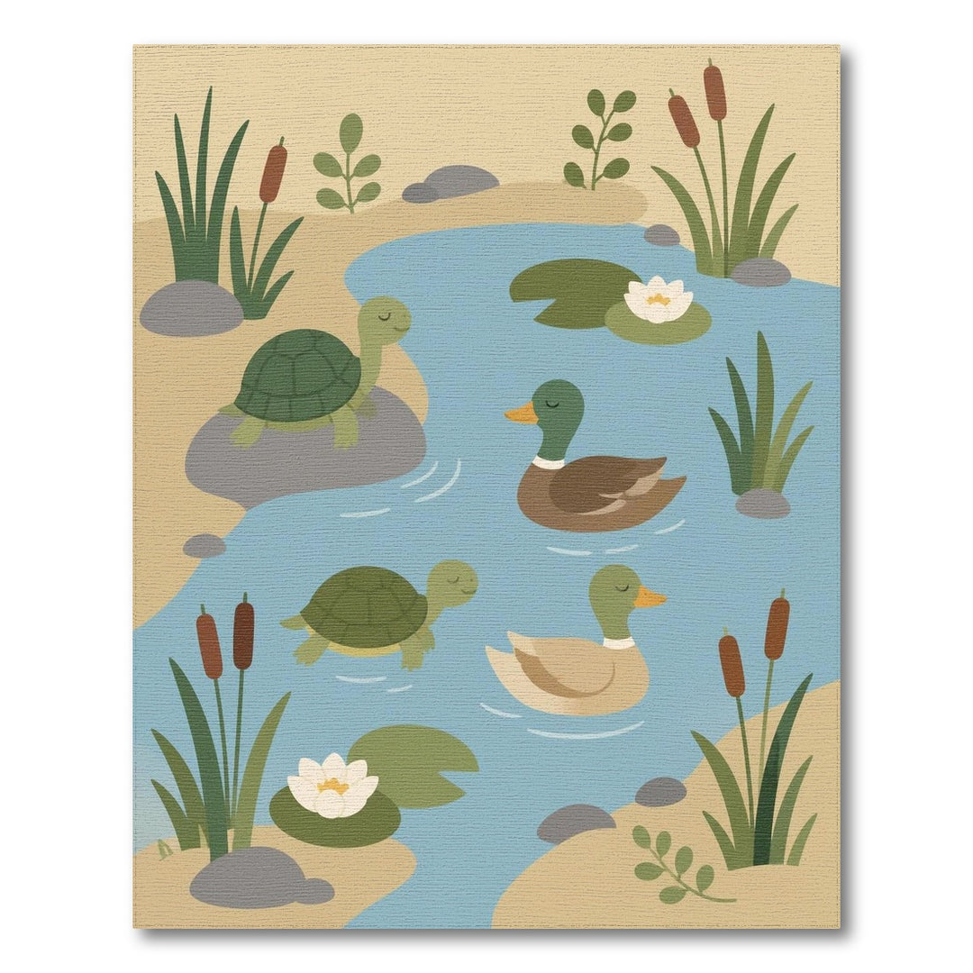 Duck and Turtle Pond Kids Area Rug