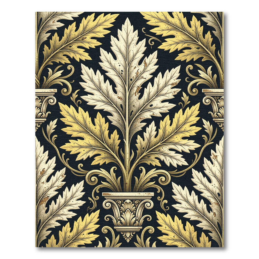 Gold and Cream Acanthus Leaf Rug