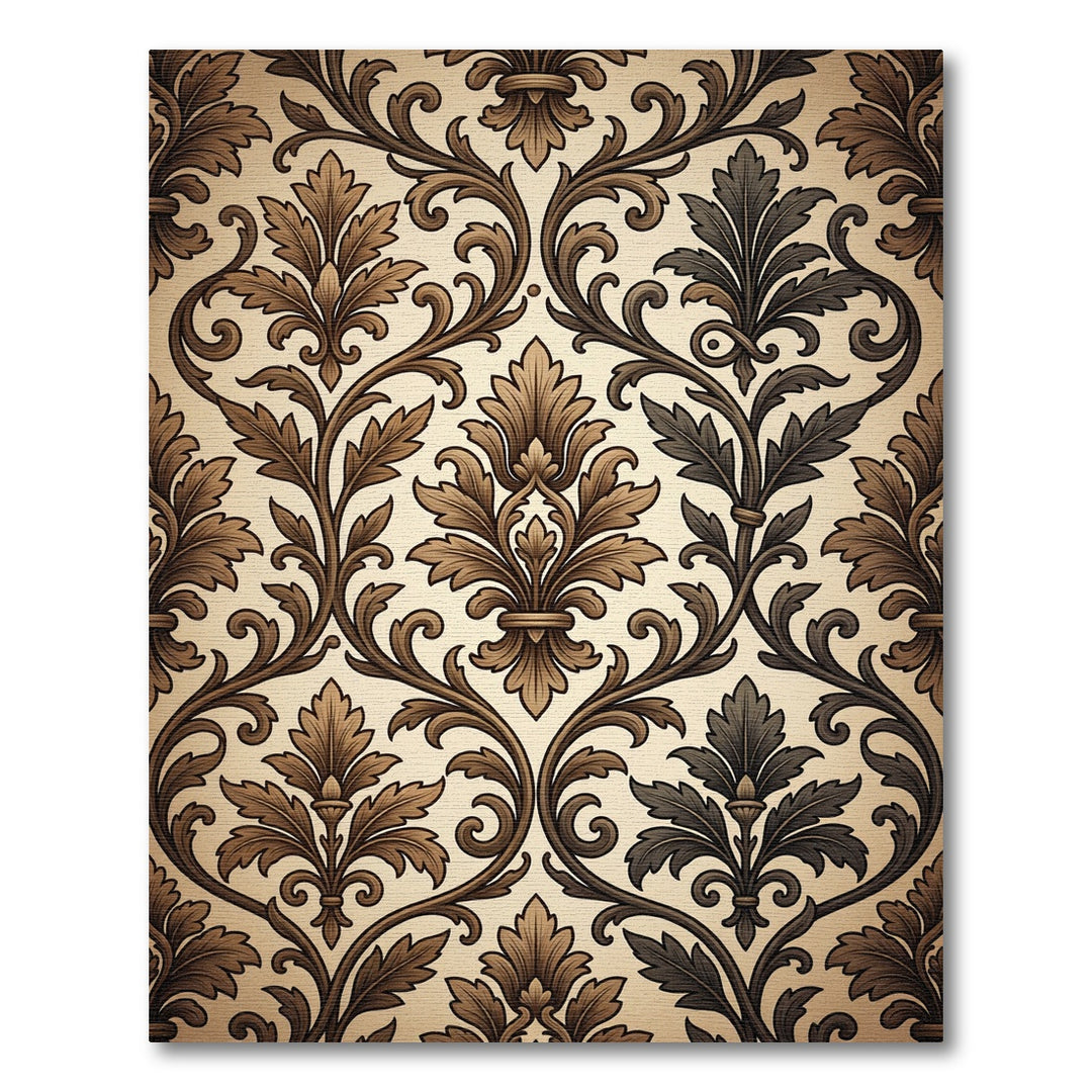 Elegant Brown and Gray Damask Rug
