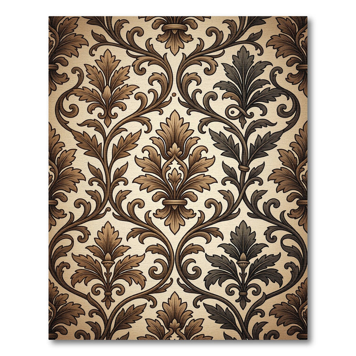 Elegant Brown and Gray Damask Rug