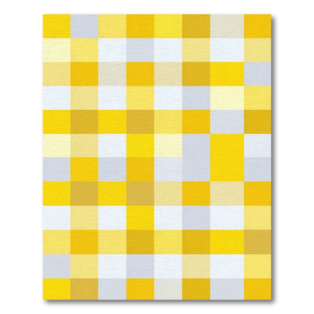 Bright Yellow Plaid Square Rug