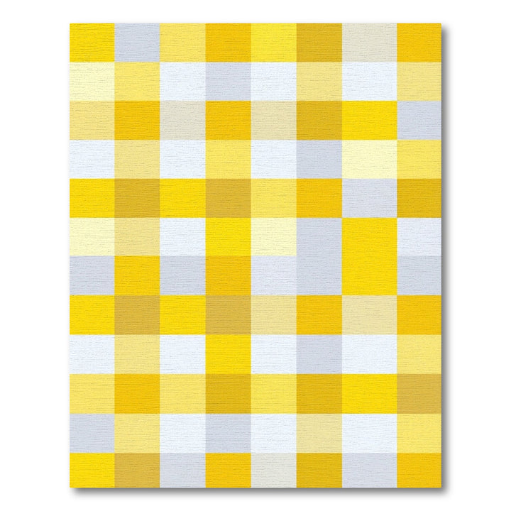 Bright Yellow Plaid Square Rug