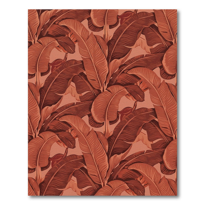 Terracotta Banana Leaf Tropical Foliage Rug