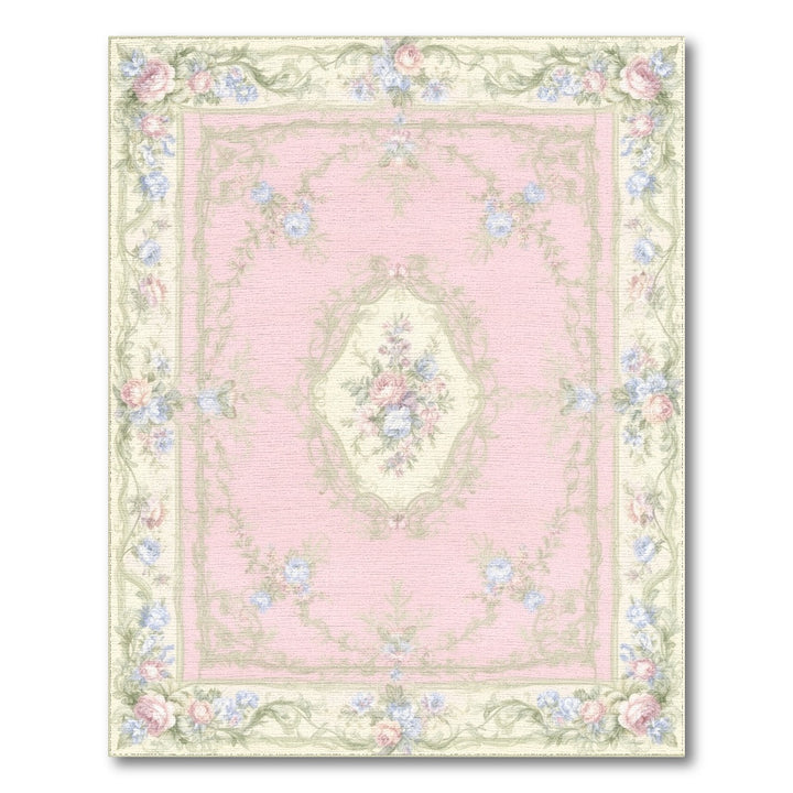 Pink Rose Medallion Floral Vintage Rug