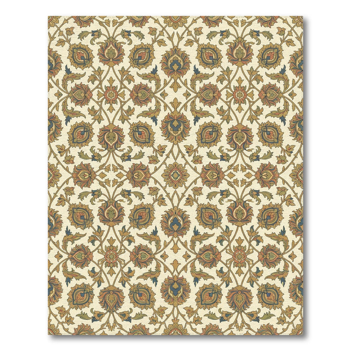 Earthy Gold Floral Medallion Overlay Rug