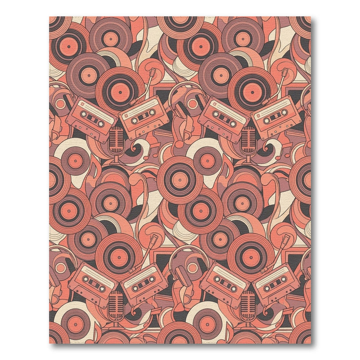 Retro Cassette and Vinyl Compilation Rug