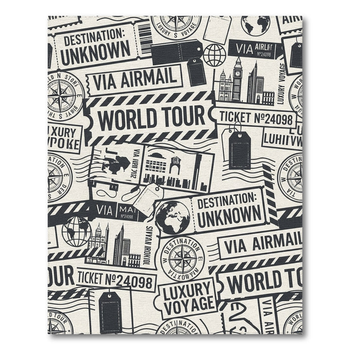 Vintage Stamp Collage World Tour Rug