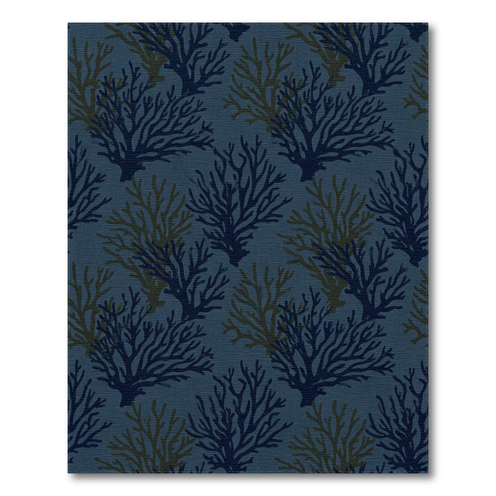 Navy Blue Coral Branch Arrangement Rug