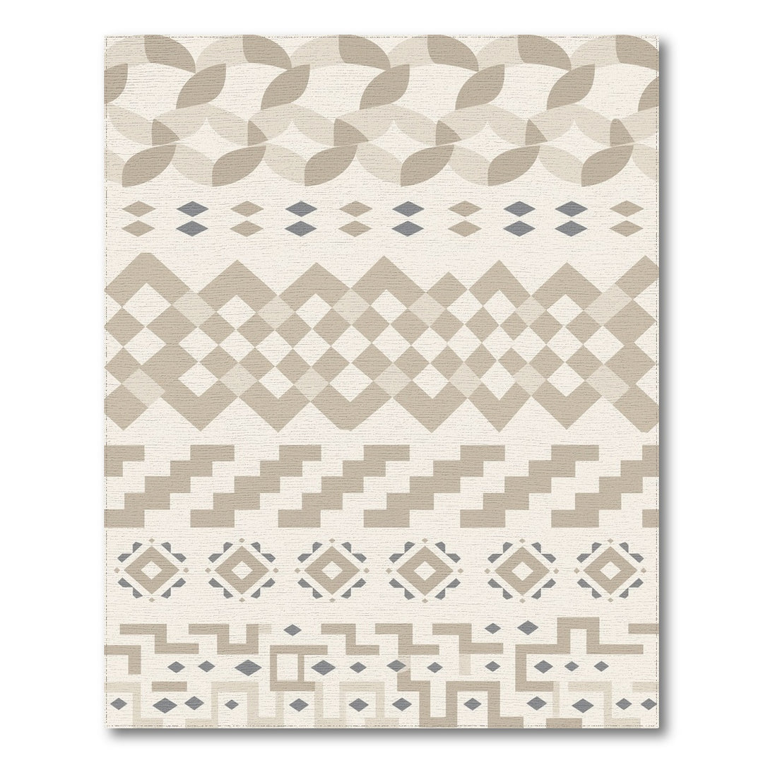 Beige Geometric Lattice Area Rug