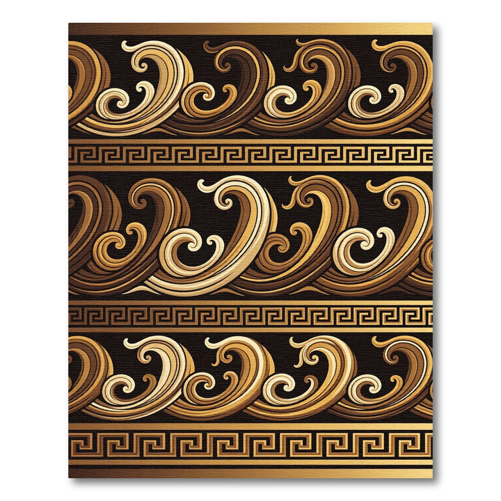 Golden Waves Greek Key Border Rug