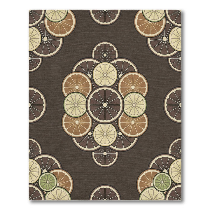 Citrus Slices Brown Cream Green Arrangement Rug
